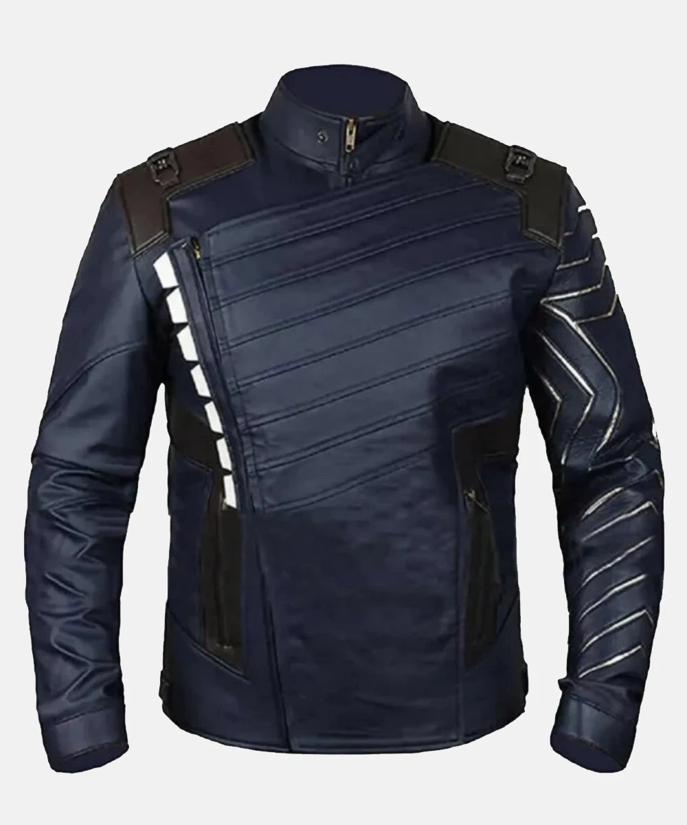 Avengers Infinity War 2018 White Wolf Blue Leather Jacket