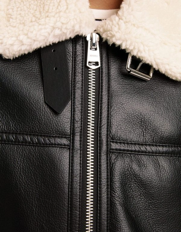 Aviator Double-Sided Shearling Jacket Black