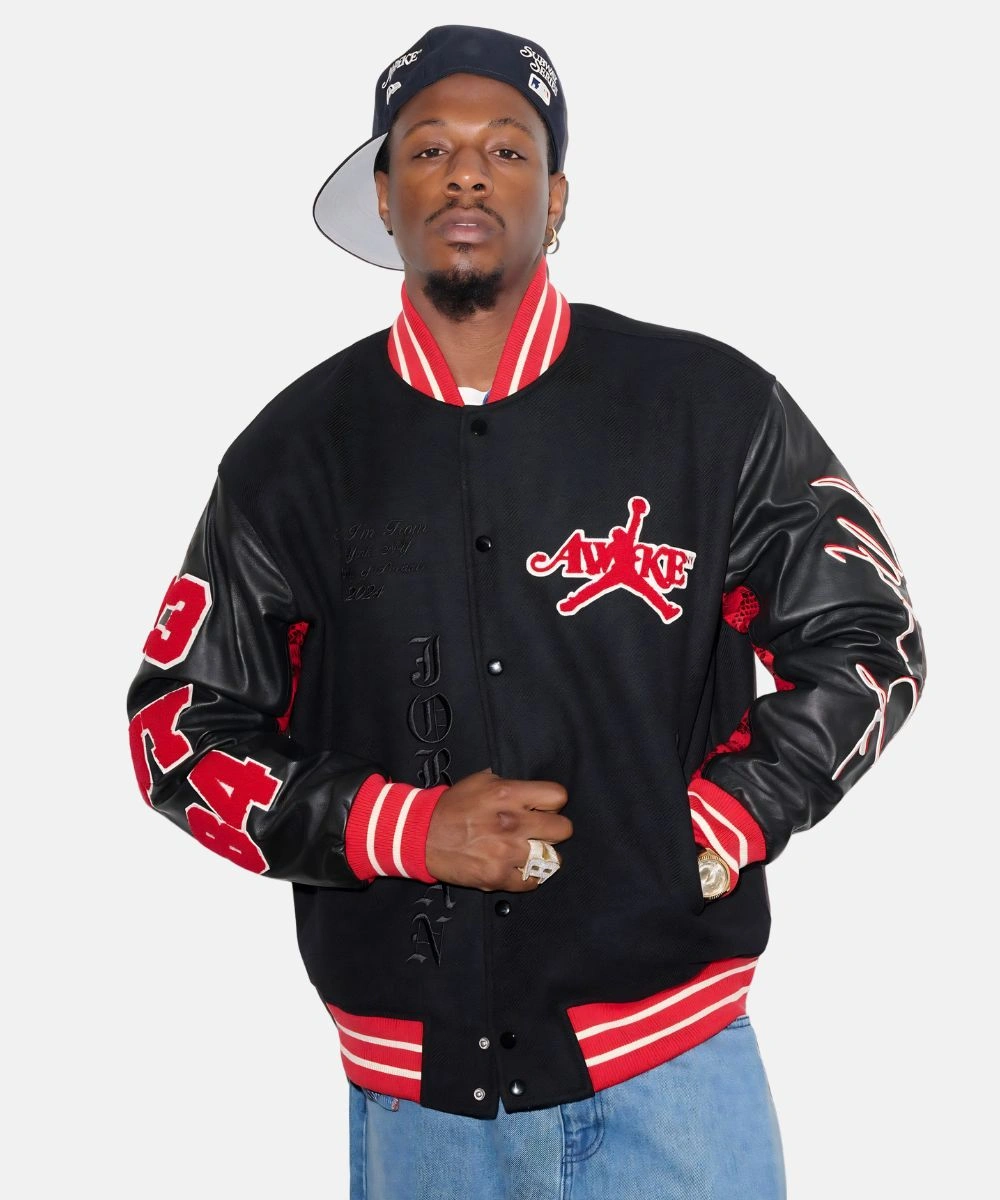 Awake New York Jordan Black & Red Varsity Jacket