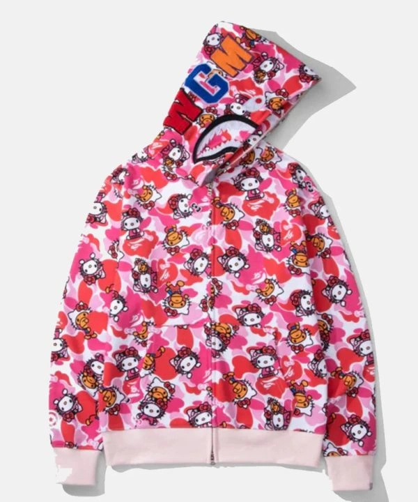 Bape Hello Pink Kitty Zipper Hoodie