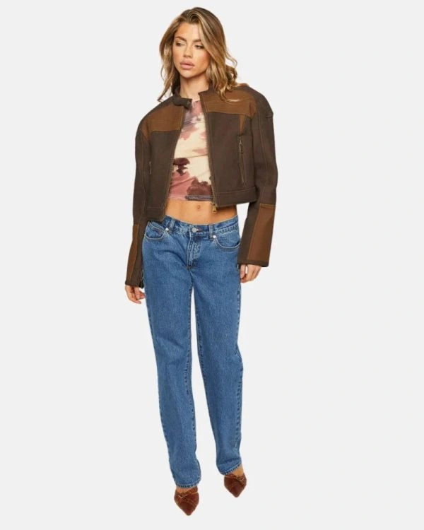Bella Moto Chocolate Cropped Leather Jacket