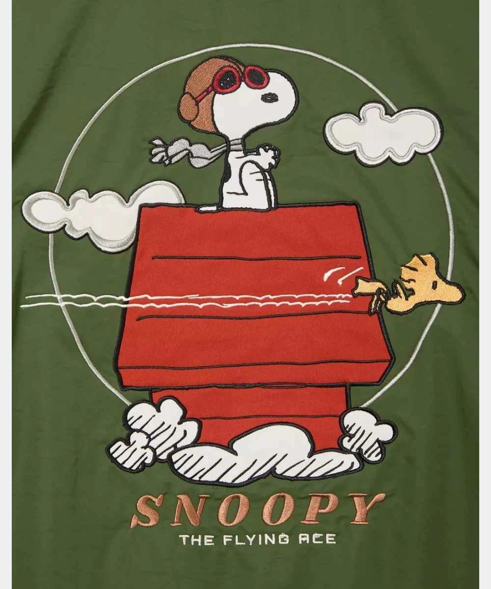 BoxLunch 2026 Peanuts Snoopy Flying Ace Green Bomber Jacket For Men & Women