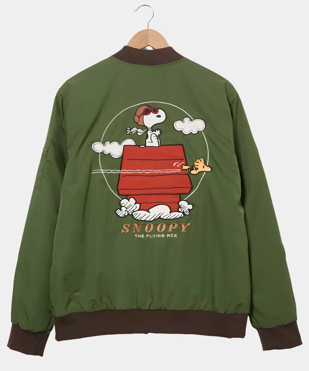 BoxLunch 2026 Peanuts Snoopy Flying Ace Green Bomber Jacket