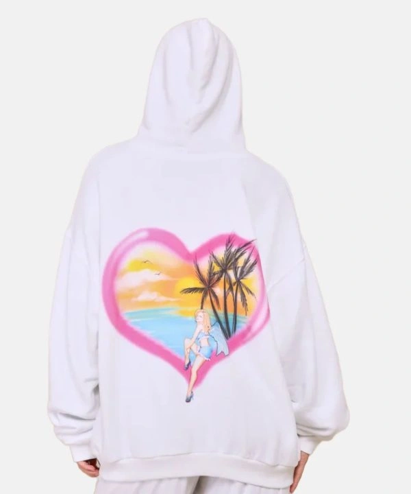 Boyes Lie Boardwalk Harley White Oversized Airbrush Hoodie