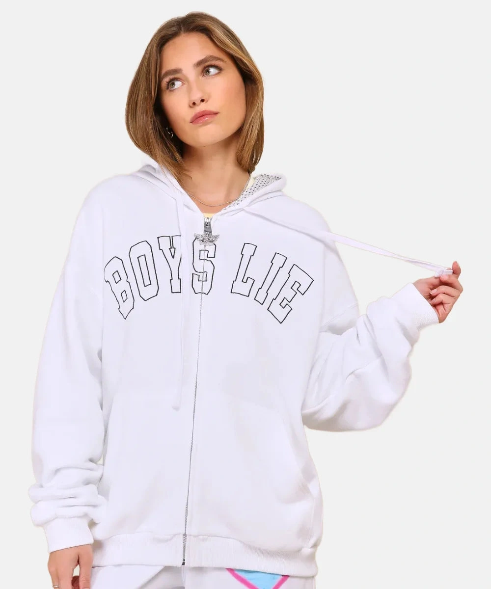 Boyes Lie Boardwalk Harley White Oversized Airbrush Logo Hoodie