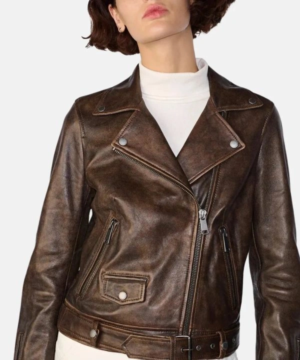 Bryn Distressed Brown Motorcycle Jacket
