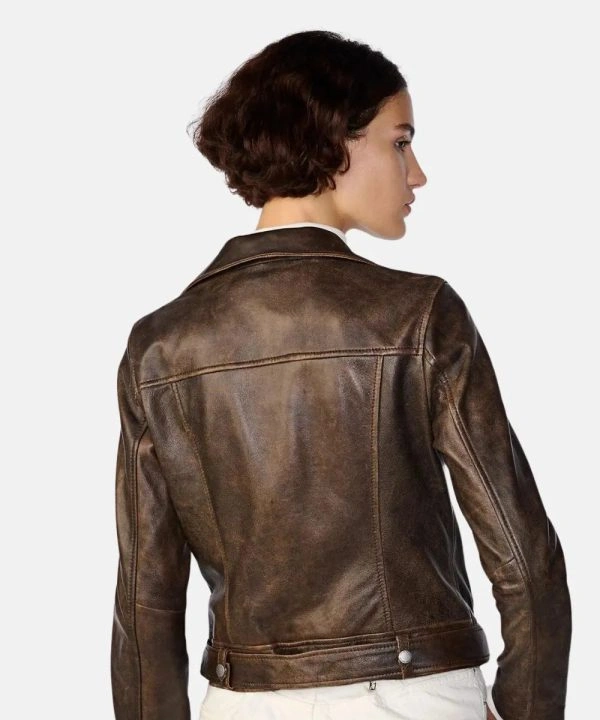 Bryn Distressed Brown Motorcycle Leather Jacket