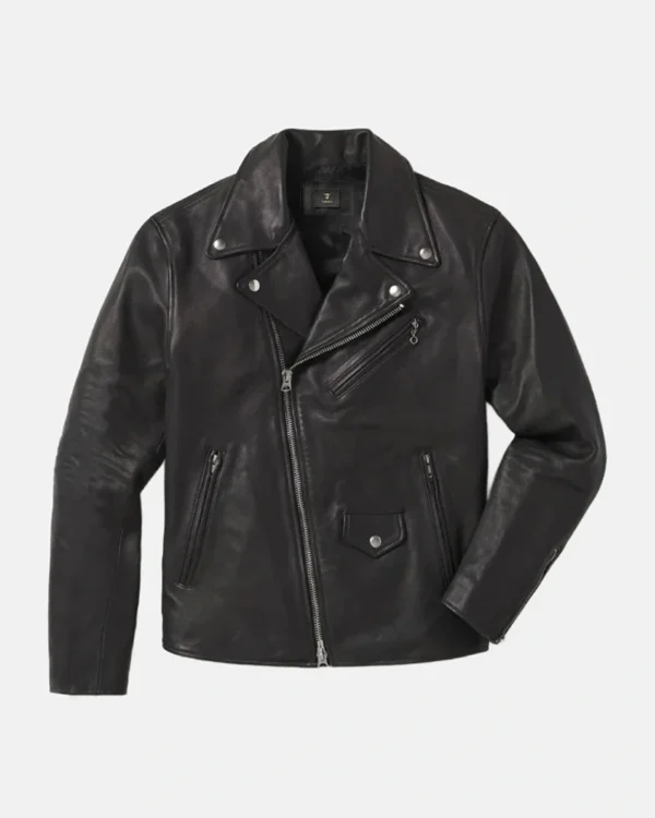 Buck Mason Bruiser Black Leather Motorcycle Jacket