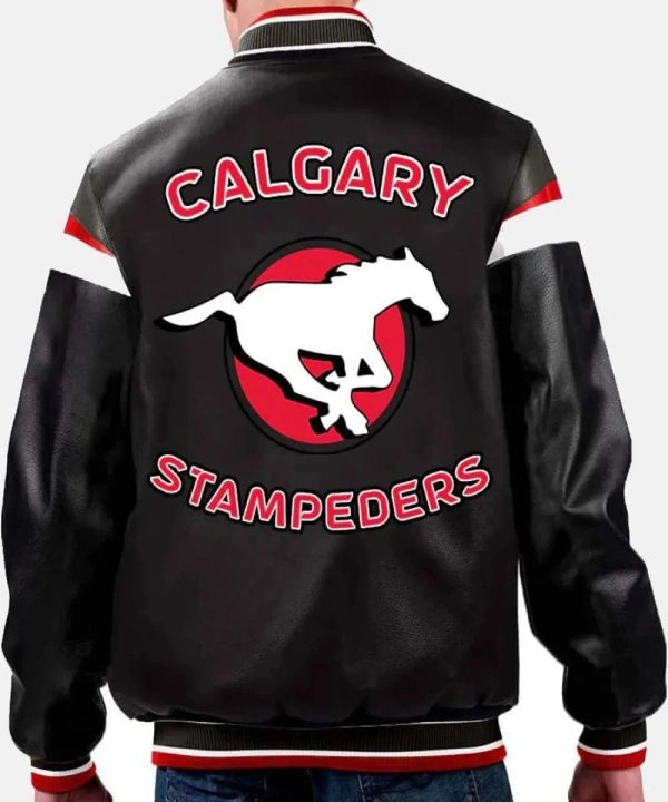 Calgary Stampeders Leather Varsity Jacket Black