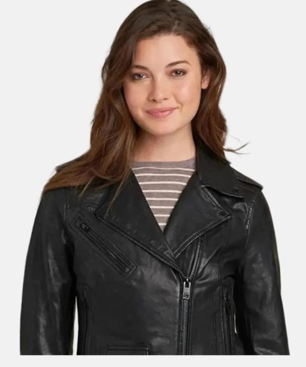 Carly Black Leather Jacket Women's