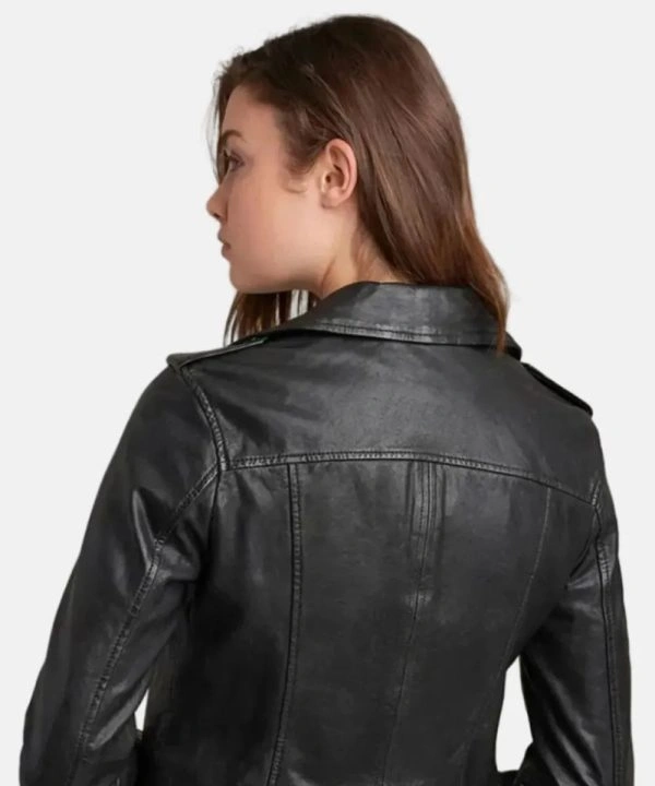 Carly Black Leather Motorcycle Jacket Women's