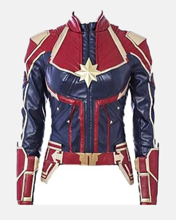 Carol Danvers Captain Marvel Leather Jacket Red & Blue