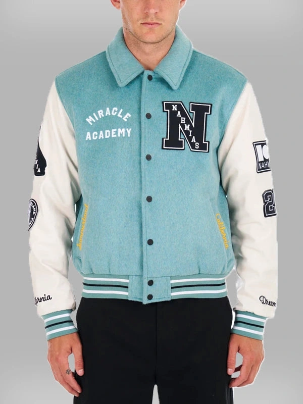 Charles Leclerc Mermaid Miracle Academy Blue & White Varsity Jacket