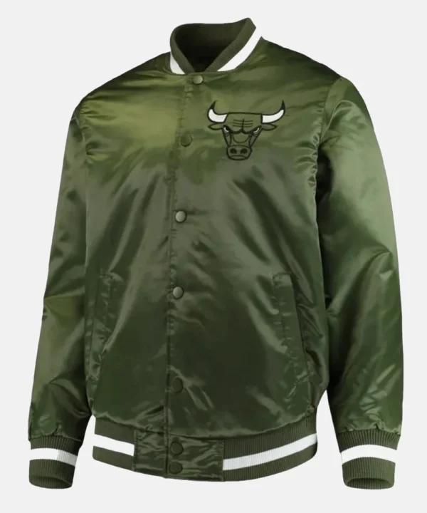 Chicago Bulls Forest Green Varsity Full-Snap Satin Jacket