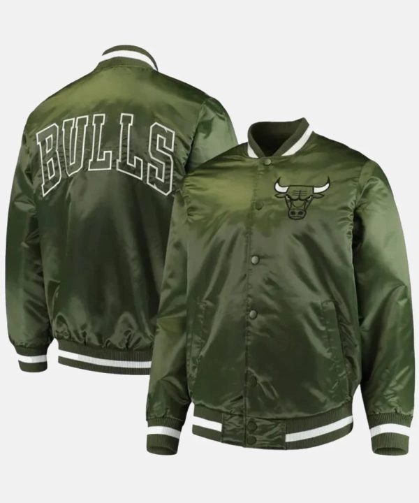 Chicago Bulls Varsity Satin Jacket Forest Green