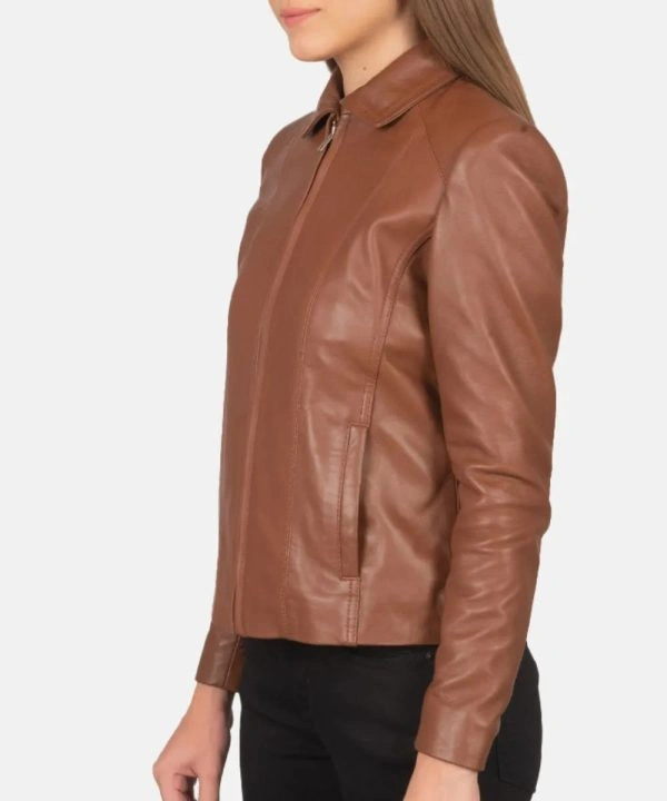 Classic Colette Brown Leather Jacket Women's