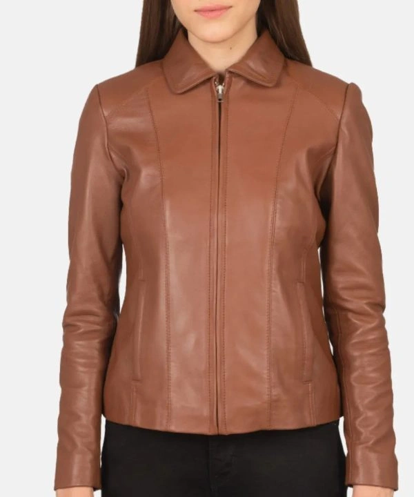 Classic Colette Leather Jacket Brown