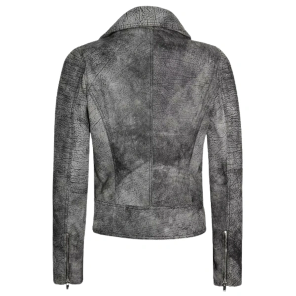 Classic Distressed Cafe Racer Jacket Grey