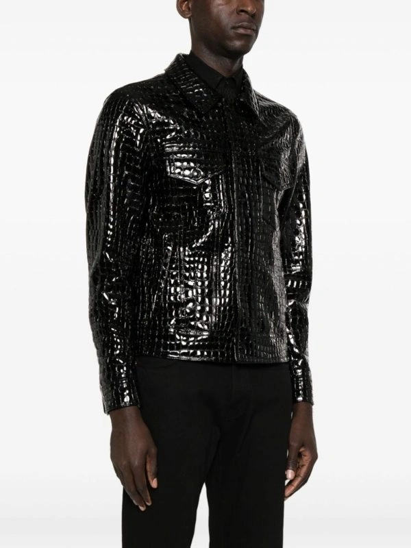 Crocodile Black Leather Jacket