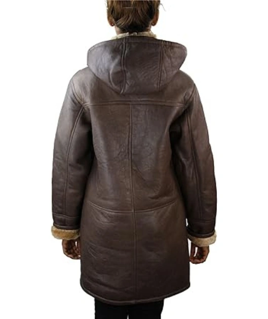 DUFFLE BROWN LEATHER LONG COAT