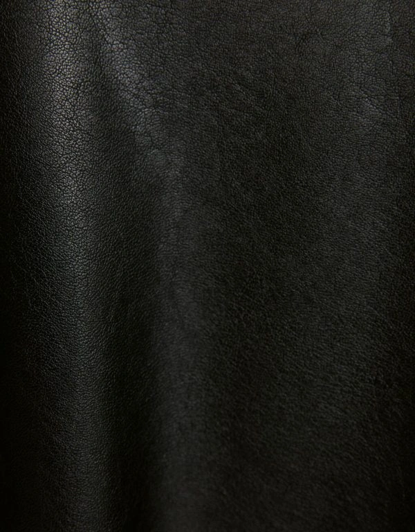 Dad Fit Faux Leather Black Bomber Jacket
