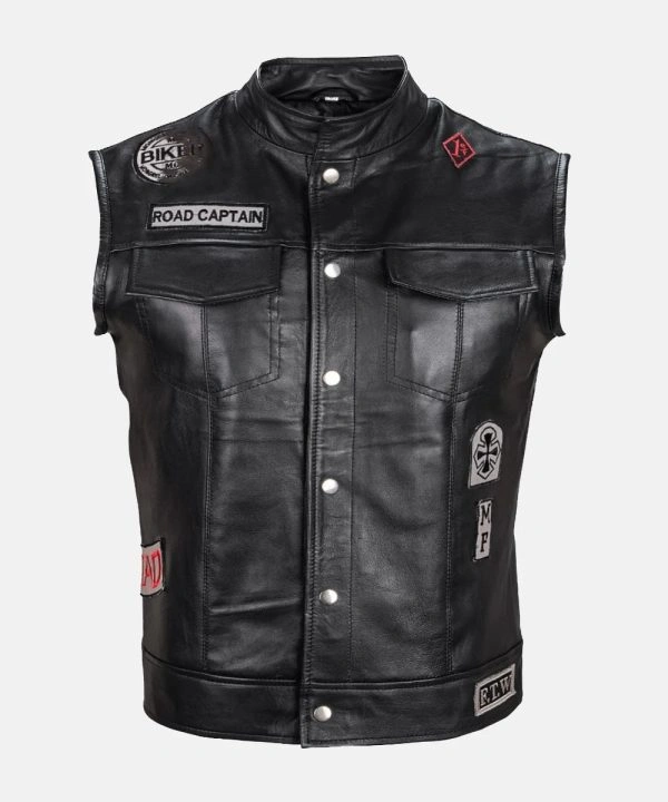 Deacon St. John Days Gone Black Leather Motorcycle Vest