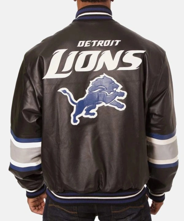 Detroit Lions Black Full-Snap Leather Jacket