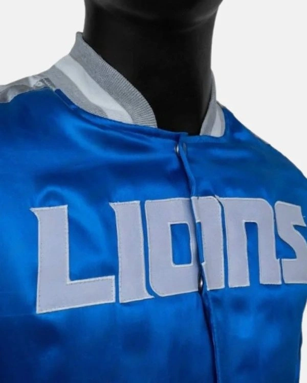 Detroit Lions Calvin Johnson Blue Satin Jacket