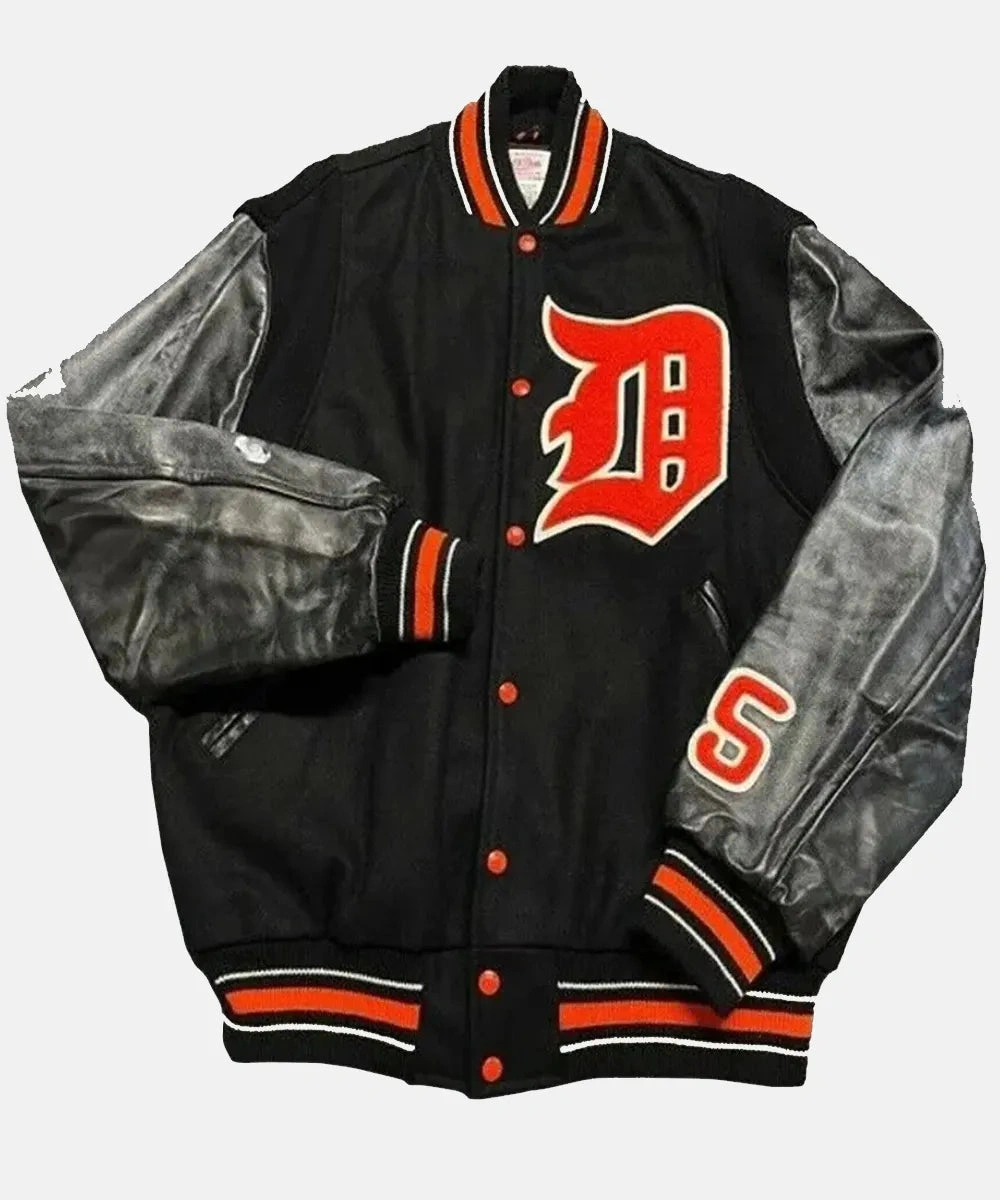Detroit Tigers Letterman Black Bomber Jacket