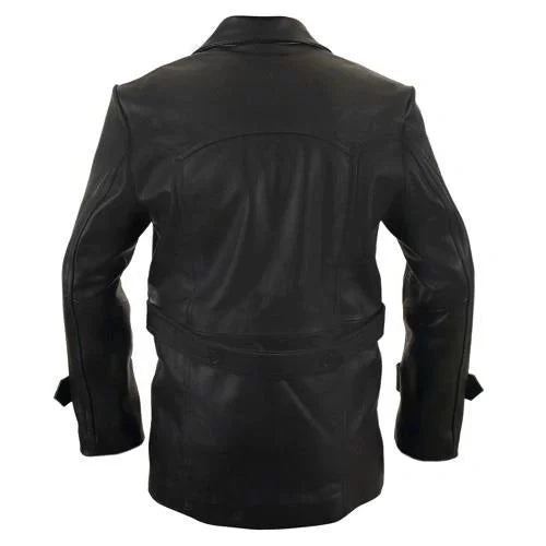 Distressed Black Leather Coat