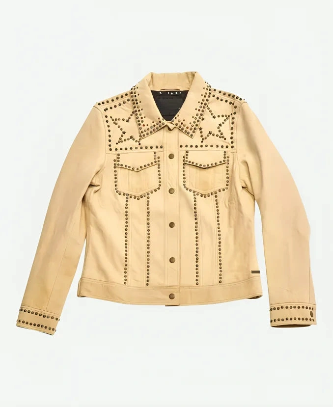 Emily In Paris S04 TV Series Benoît Yellow Studded Leather Jacket