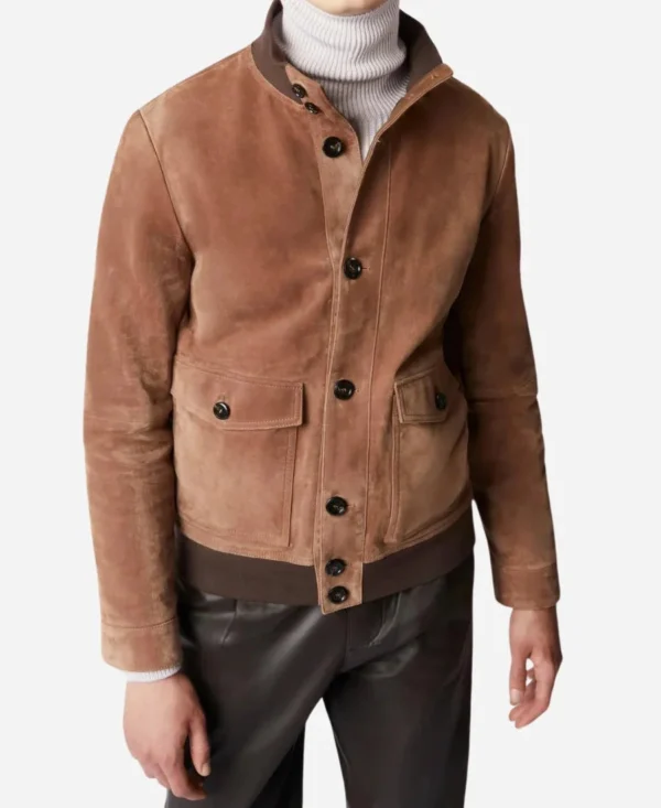 Eugenio Franceschini Emily In Paris Season 04 Marcello Suede Jacket Brown