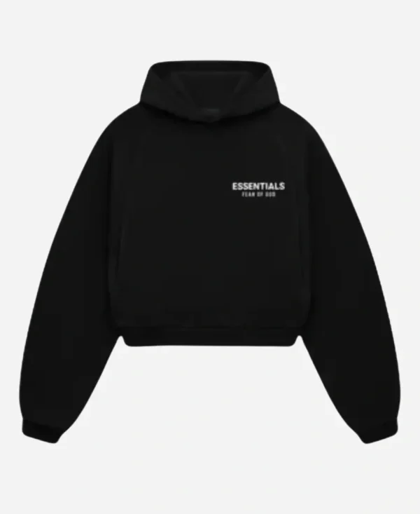 Fear Of God Essentials Cropped Hoodie Black