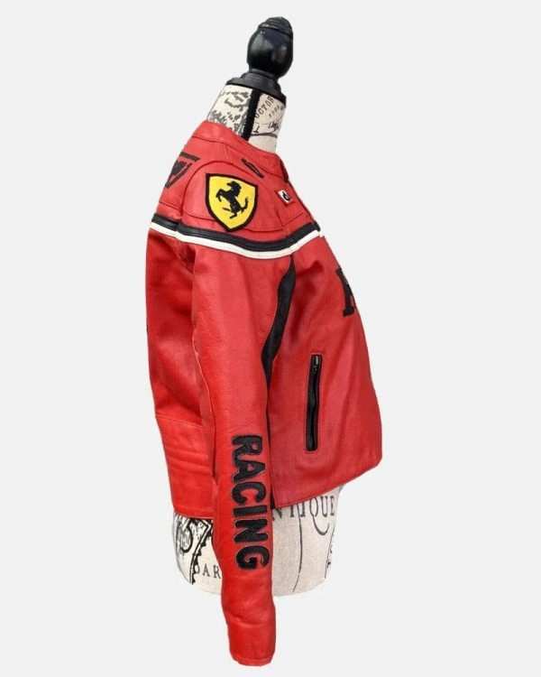 Ferrari F1 Racing Red Leather Jacket