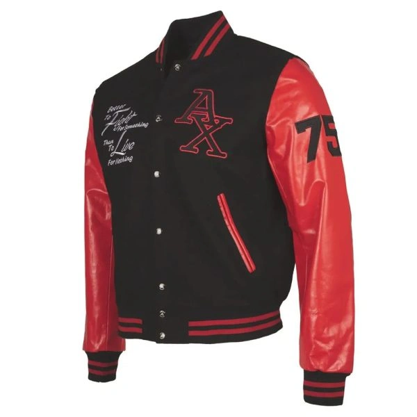 Fight Club Boxing WoolLeather Letterman Varsity Bomber Jacket Black & Red