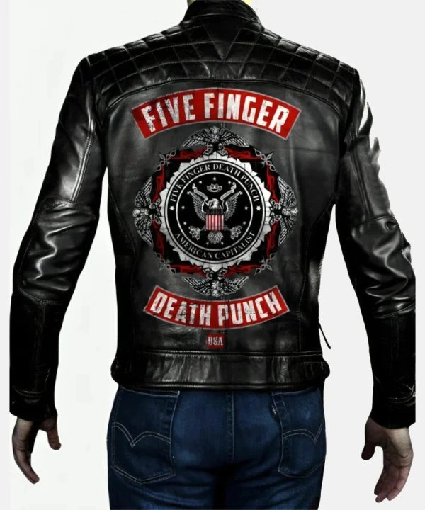 Five Finger Death Punch Black Premiumand Vintage Leather Biker Jacket