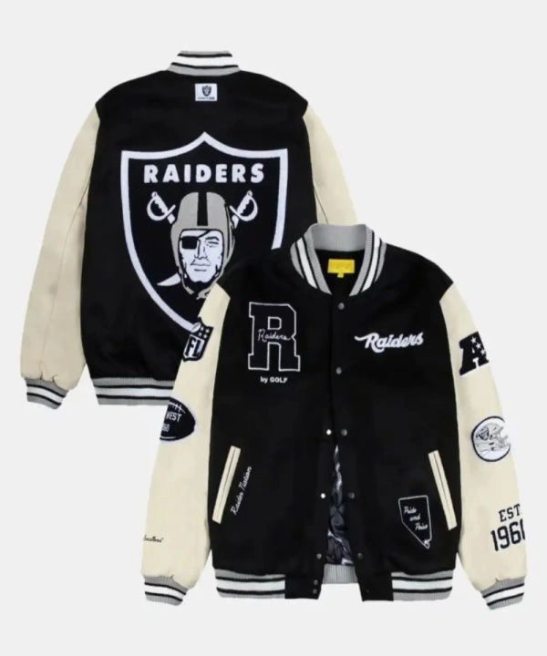 GOLF WANG Las Vegas Raiders Letterman Full-Snap Varsity Jacket