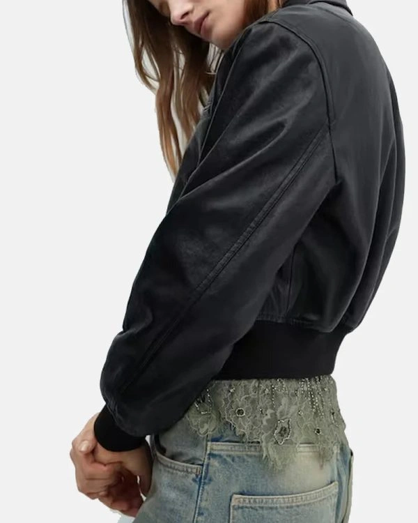 Gigi Hadid Mango Leather-Effect Jacket Black