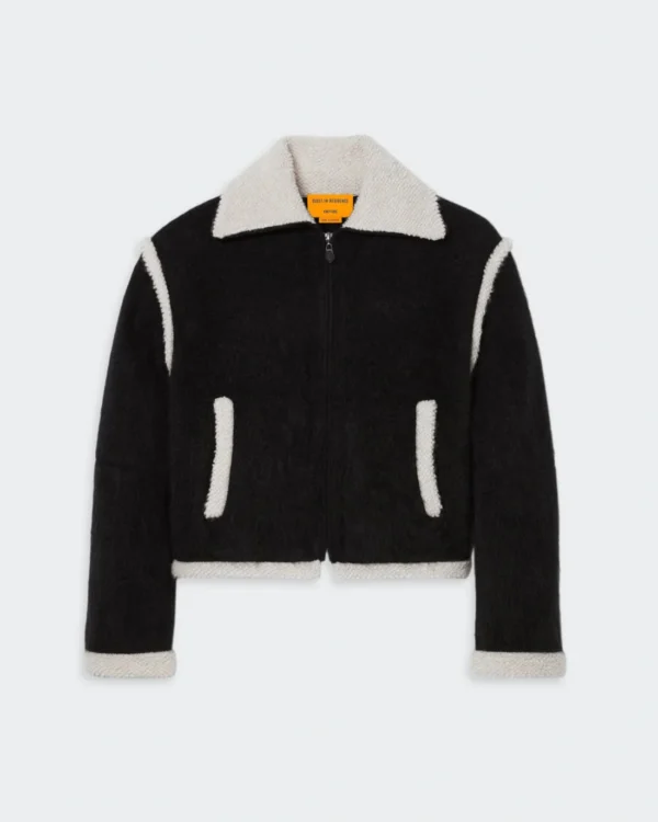 Guest In Residence Pop-Up Store Opening Gigi Hadid Black Wool Bomber Jacket For Sale