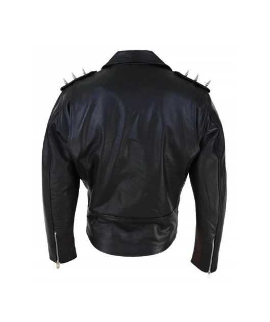 Halloween Devil Spikes Black Leather Motorcycle Jacket