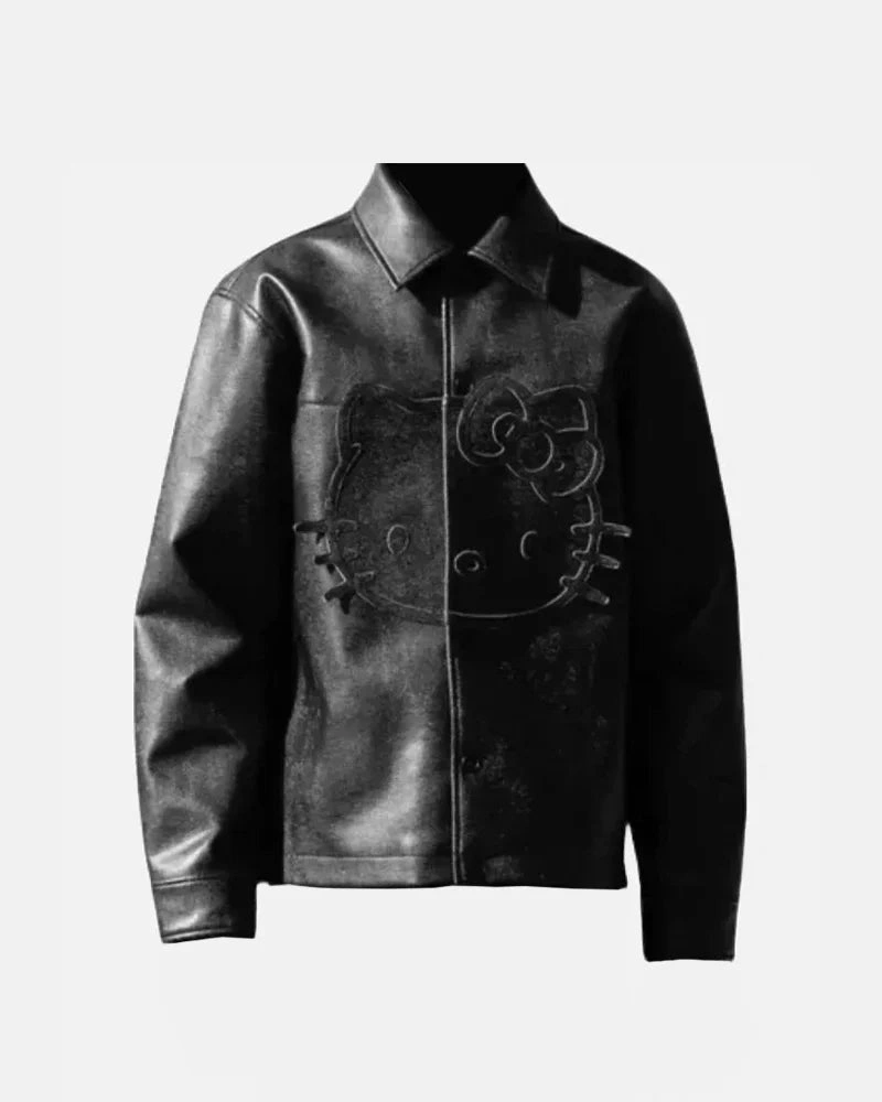 Hello Kitty Premium Vintage Black Leather Jacket