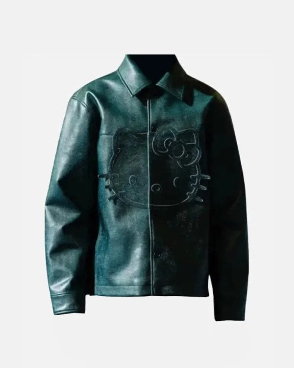 Hello Kitty Premium Vintage Green Leather Jacket