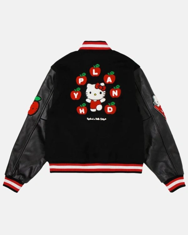 Hypland X Hello Kitty Apples H Letterman Jacket Black