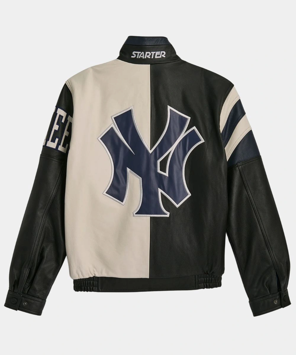 Jordan Clarkson New York Yankees Starter Vintage Black & White Leather Jacket