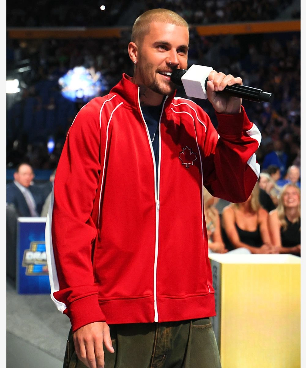 Justin Bieber 2026 NHL Maple Leafs No Boundaries Red Track Jacket