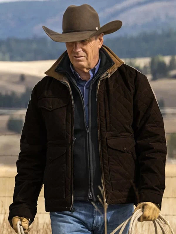 Kevin Costner Yellowstone Black Quilted Cotton Jacket