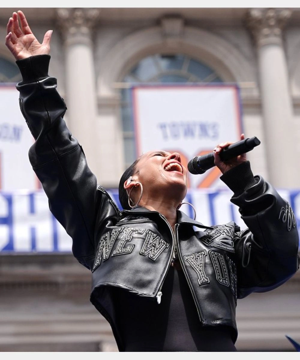 Knicks Victory Parade Alicia Keys Pelle Pelle Jacket
