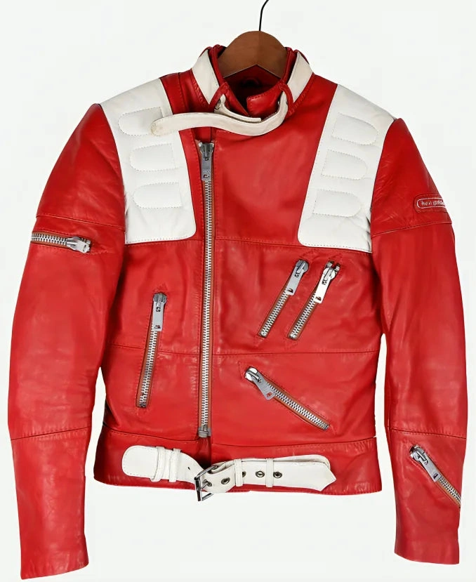 Kristen Stewart Charlie’s Angles Sabina Wilson Red & White Leather Biker Jacket For Women