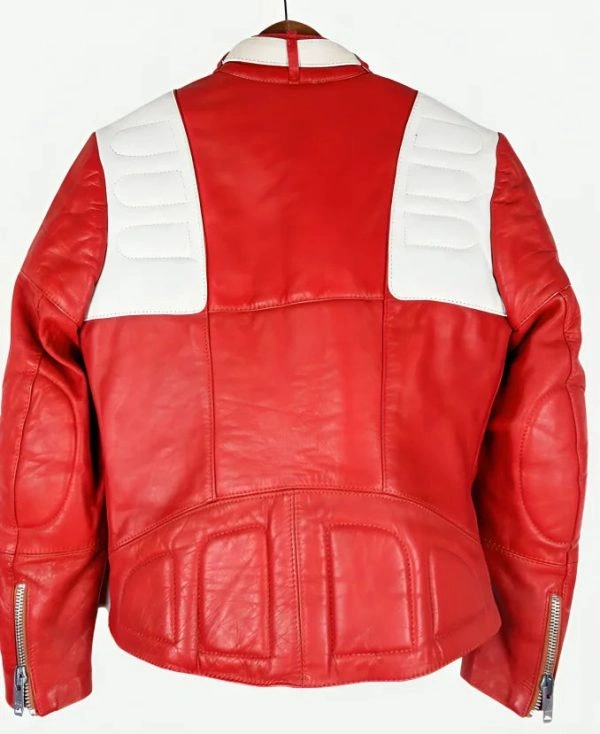 Kristen Stewart Charlie’s Angles Sabina Wilson Red & White Leather Biker Jacket Women