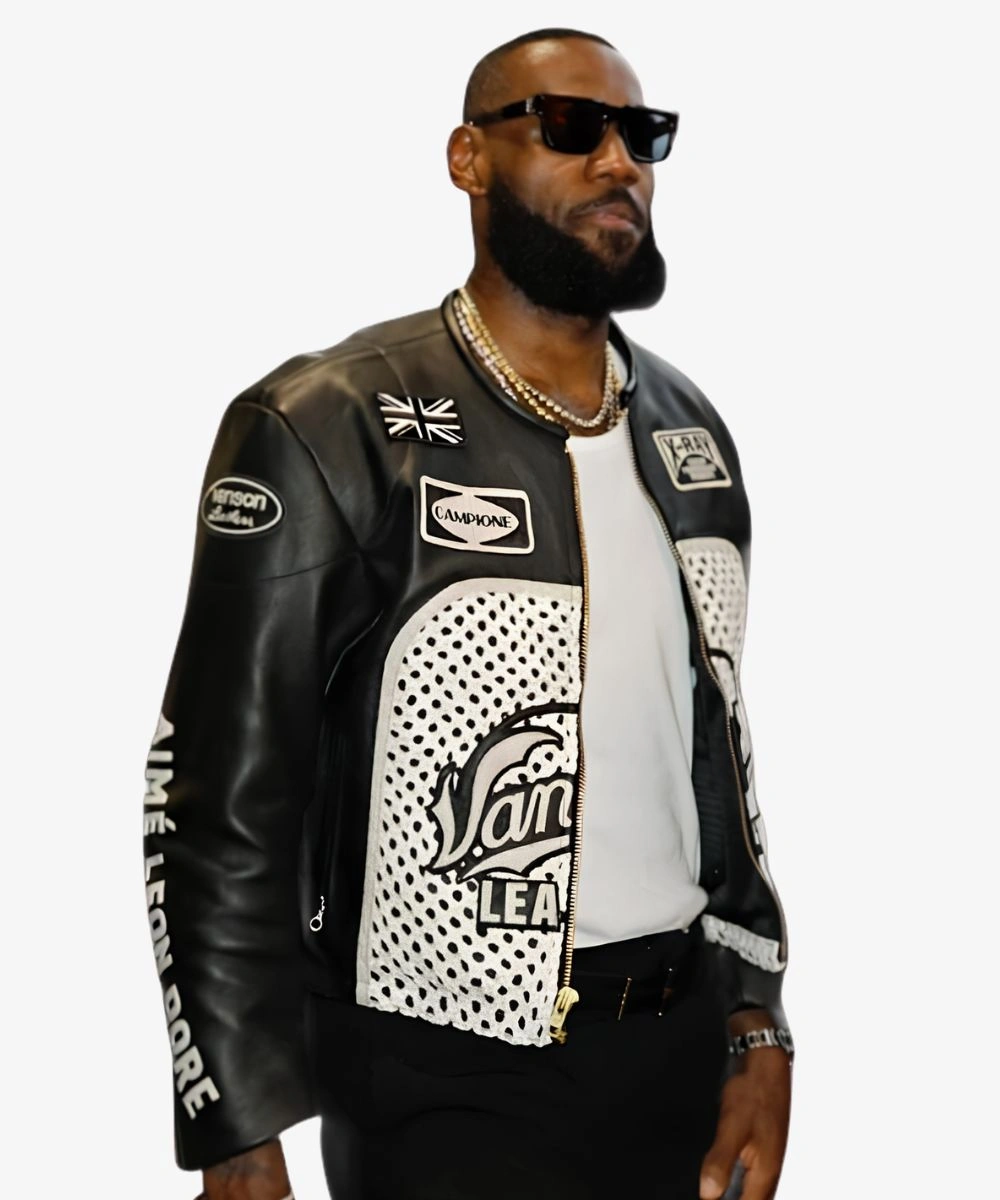 Lakers Vanson Raffia Lebron James Aime Leon Career 40k Black Cafe Racer Leather Jacket